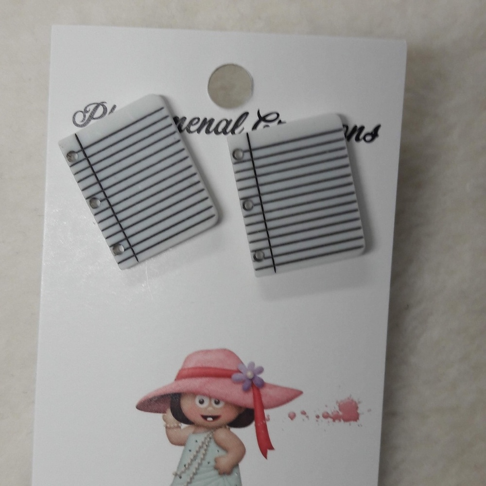 Women's Notebook Inspired Acrylic Postback Handmade Stainless Steel Earrings